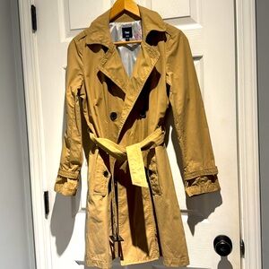 GAP Tan Khaki Double Breasted Trench Coat 100% Cotton sz S